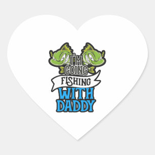 Fishing With Daddy Angling Kids Gift Heart Sticker