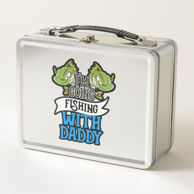 Fishing With Daddy Angling Kids Gift Metal Lunch Box (Front)