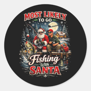 Fishing with Santa Classic Round Sticker