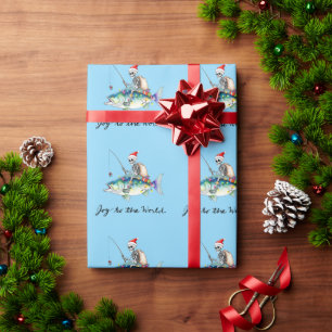 Fishing with Santa Claus Christmas Holiday Wrapping Paper