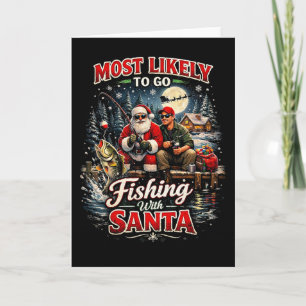 Fishing with Santa Holiday Card
