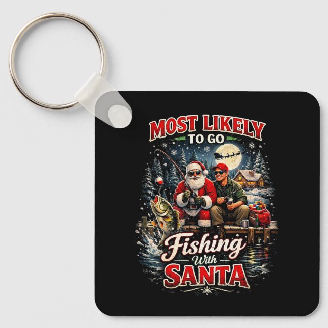 Fishing with Santa Keychain (Front)