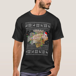 Fishing Xmas Lighting Santa Ugly Lionfish Christma T-Shirt
