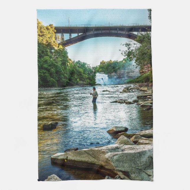 Fishman of the Genesee Kitchen Towel (Vertical)