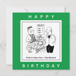 Fishmonger Offers Vicar Holy Mackerel Cartoon Card