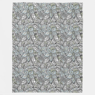 Fishnet lace floral pattern white pink black fleece blanket