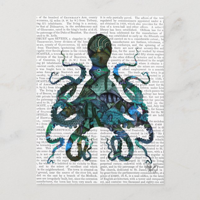 Fishy Blue Octopus Postcard (Front)