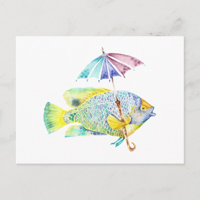 Fishy Fish with Umbrella Postcard (Front)
