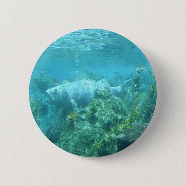 Fishy fishy... underwater fish design 2 inch round button (Front)