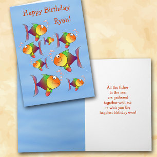 Fishy Fun Kids Personalized Birthday Card
