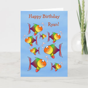 Fishy Fun Kids Personalized Birthday Card