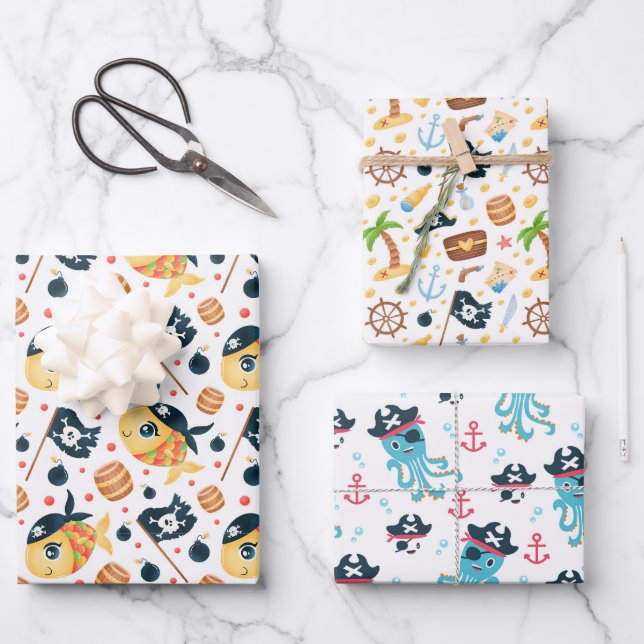 Fishy Pirate Pack Wrapping Paper (Front)