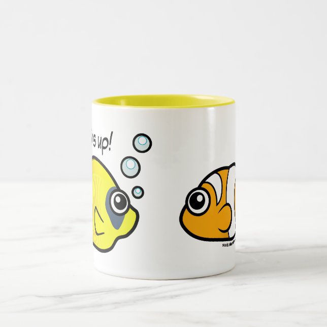Fishy Robbery: Fins up! Two-Tone Coffee Mug (Center)