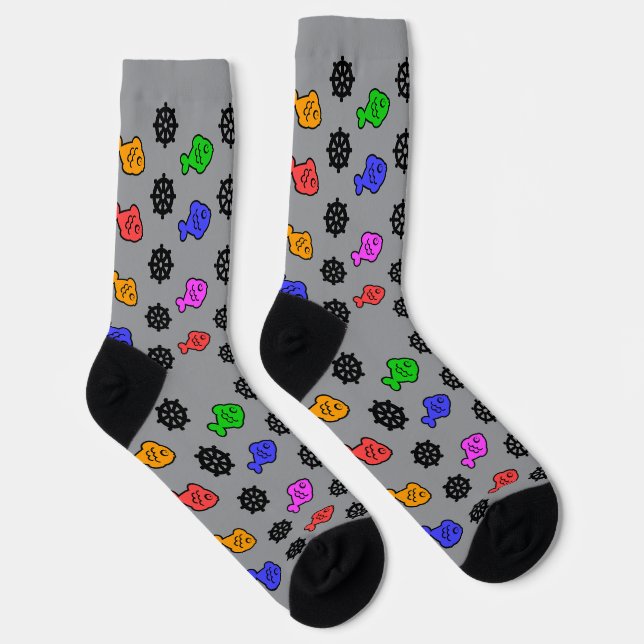 Fishy Wheels Grey  Socks (Right)