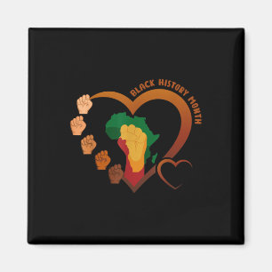 Fist Black History Month Melanin Heart Power Black Magnet