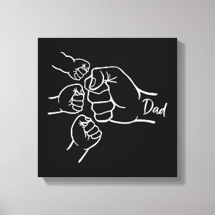 Fist Bump Dad Of Three Father Of 3 Daddy Happy Fat Canvas Print