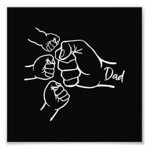 Fist Bump Dad Of Three Father Of 3 Daddy Happy Fat Photo Print