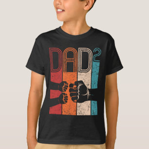 Fist Bump Dad Squared Retro Father Of Two Kids Fat T-Shirt