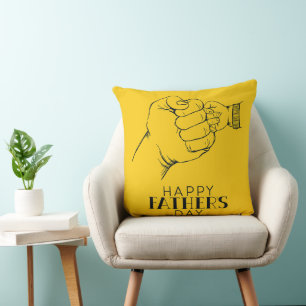 Fist Bump Father Child Hand Sketch Throw Pillow