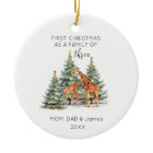 Fist Christmas Family of Three Name Cute Giraffe 