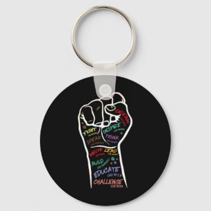 Fist Hand Black Lives Problem Black History Month Keychain