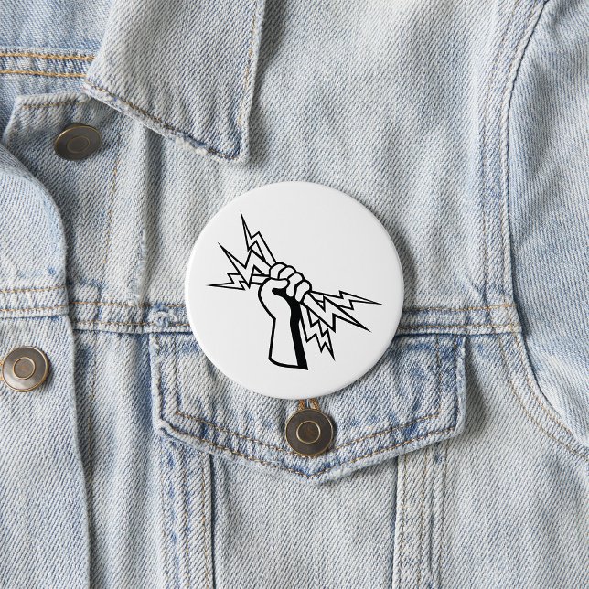 Fist Holding Lightning Bolt Bold Power 3 Inch Round Button (Creator Uploaded)