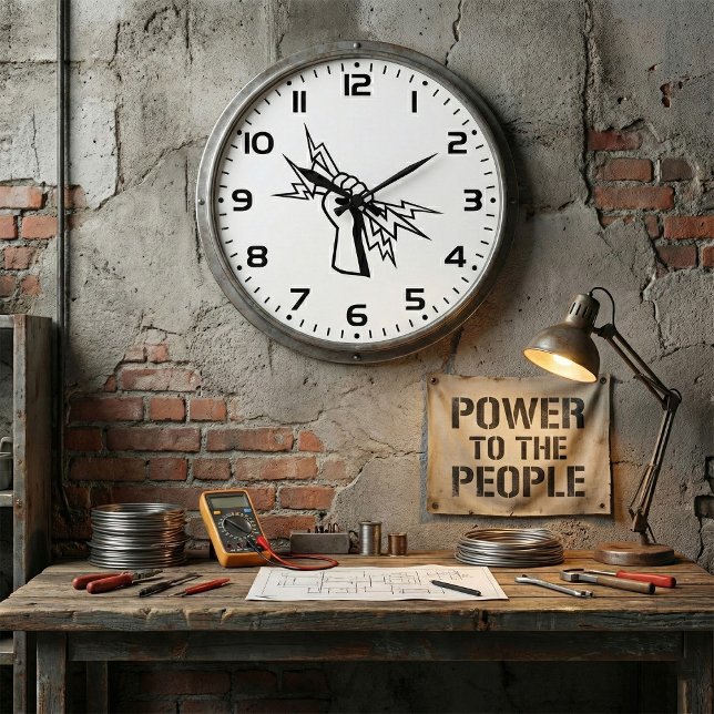 Fist Holding Lightning Bolt Bold Power Large Clock (Creator Uploaded)