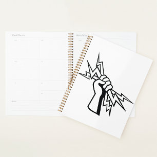 Fist Holding Lightning Bolt Bold Power Planner