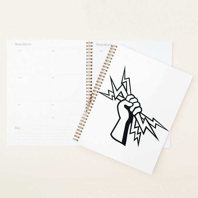 Fist Holding Lightning Bolt Bold Power Planner (Creator Uploaded)