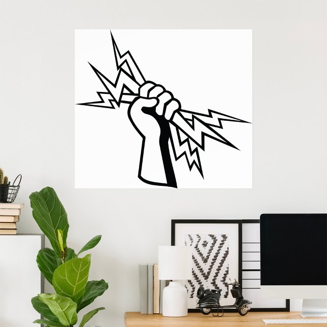 Fist Holding Lightning Bolt Bold Power Poster (Creator Uploaded)