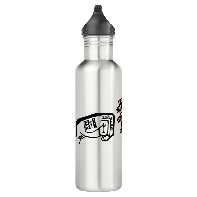 Fist of Faith White, Black Edgy Drawing 710 Ml Water Bottle (Right)