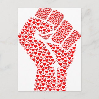 Fist of Love - Clenched Fist made of red hearts Postcard