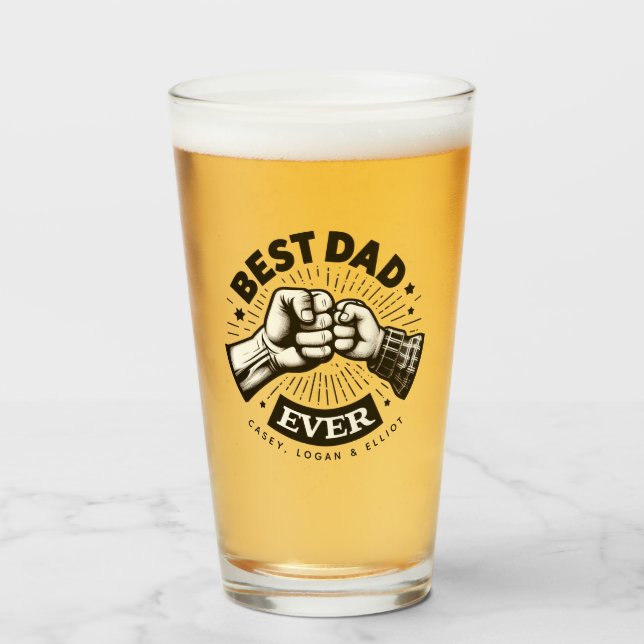 Fist Pump Best Dad Ever Personalized Glass (Front Filled)