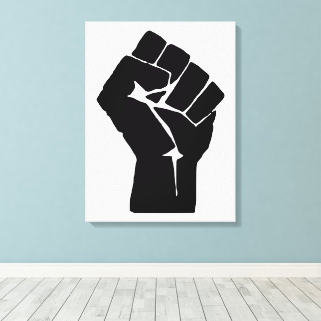 Fist, Rebel, Riot, Resistance, Communist Style Canvas Print (Insitu(Wood Floor))