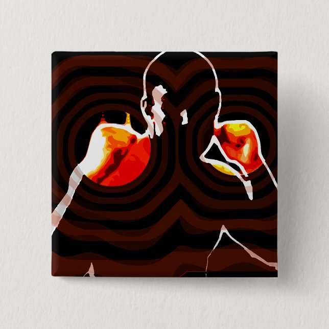 fists of fire. 2 inch square button (Front)