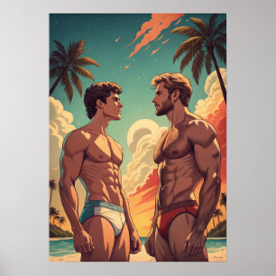 Fit boys on the beach poster