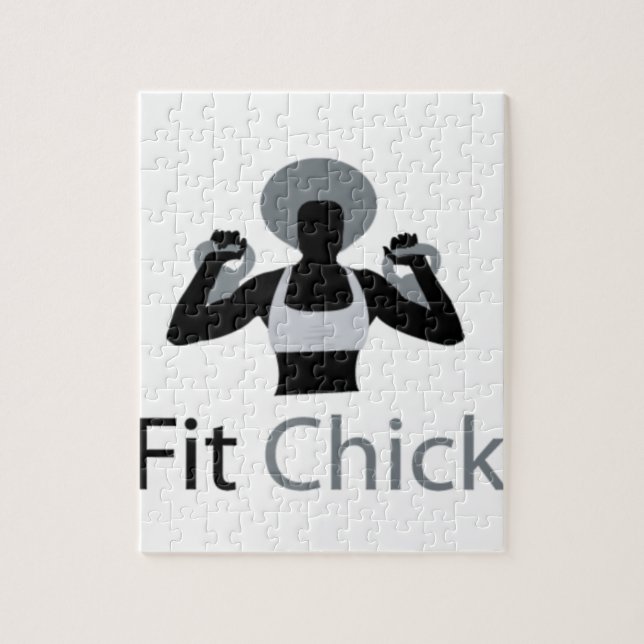 Fit Chick with Afro holding kettlebells Jigsaw Puzzle (Vertical)