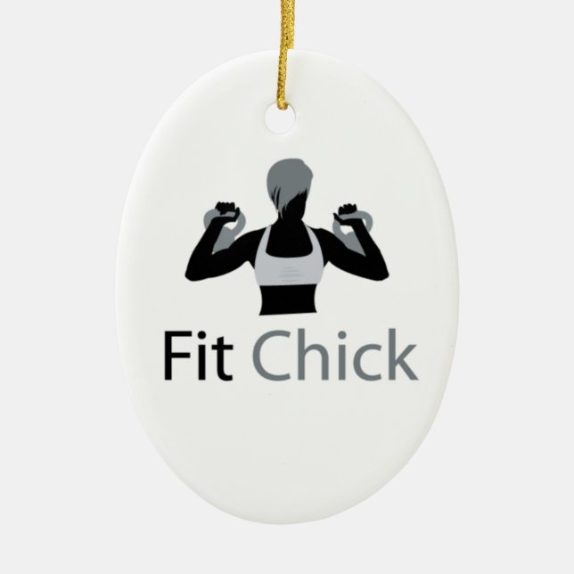 Fit Chick with Kettlebells Ceramic Ornament (Front)