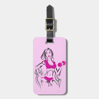 Fit Chick with Lipstick- Pink Luggage Tag