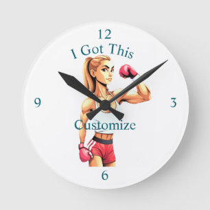 Fit Female Boxer Thunder_Cove Round Clock