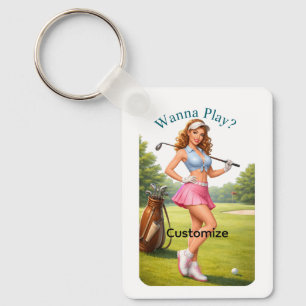 Fit Female Golfer Thunder_Cove Keychain