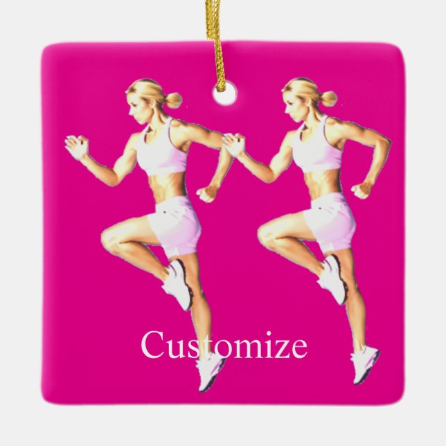 Fit Female Runner Thunder_Cove Ceramic Ornament (Front)
