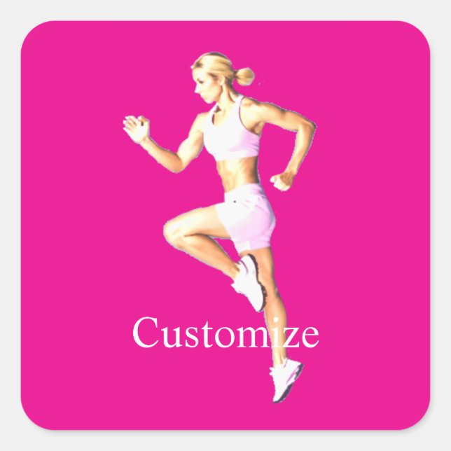 Fit Female Runner Thunder_Cove Square Sticker (Front)