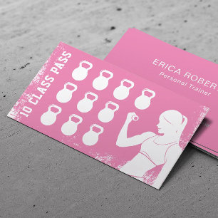Fitness 10 Class Pass Girl Pink Loyalty Card