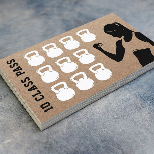 Fitness 10 Class Pass Rustic Kraft Loyalty Card