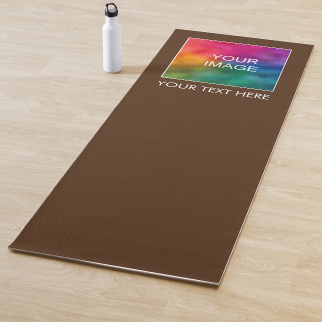 Fitness Add Your Text Photo Here Template Brown Yoga Mat (In Situ)