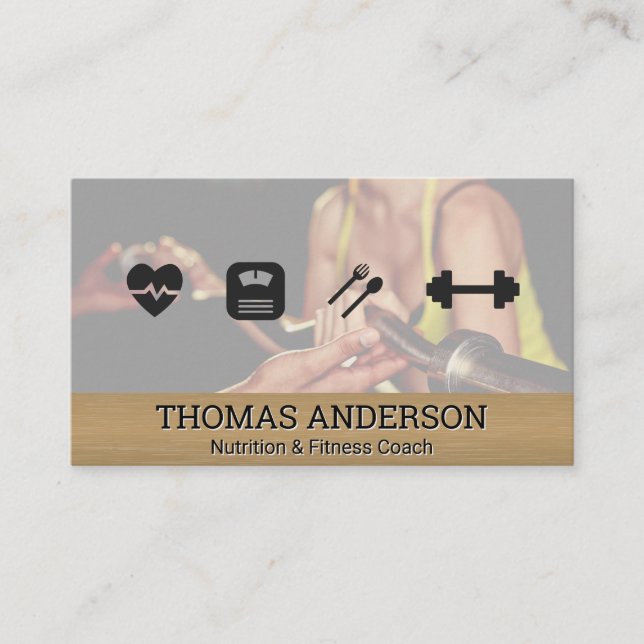 Fitness and Health Icons | Training Session Business Card (Front)