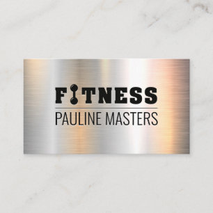 Fitness Barbell   Personal Trainer   Metallic Appointment Card