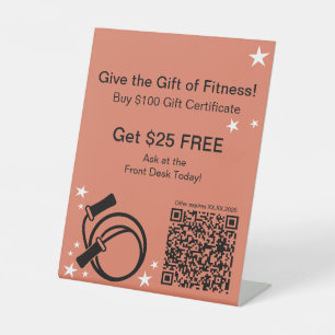 Fitness Beginner Christmas Gift Certificate Pedestal Sign