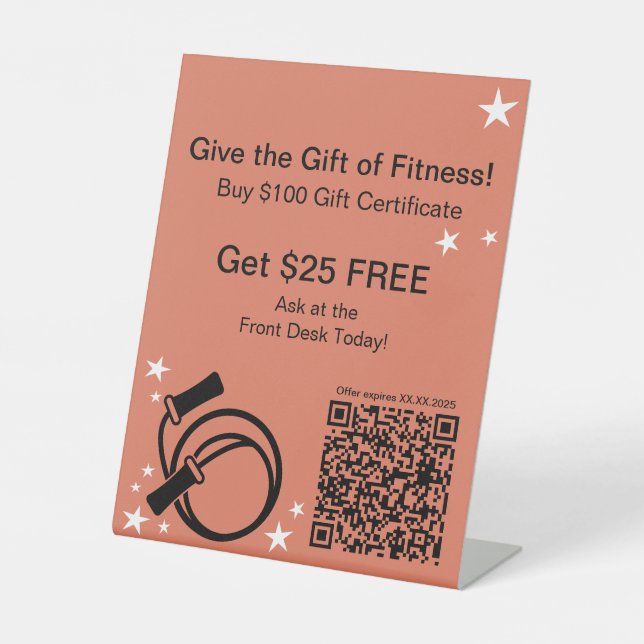 Fitness Beginner Christmas Gift Certificate Pedestal Sign (Front)